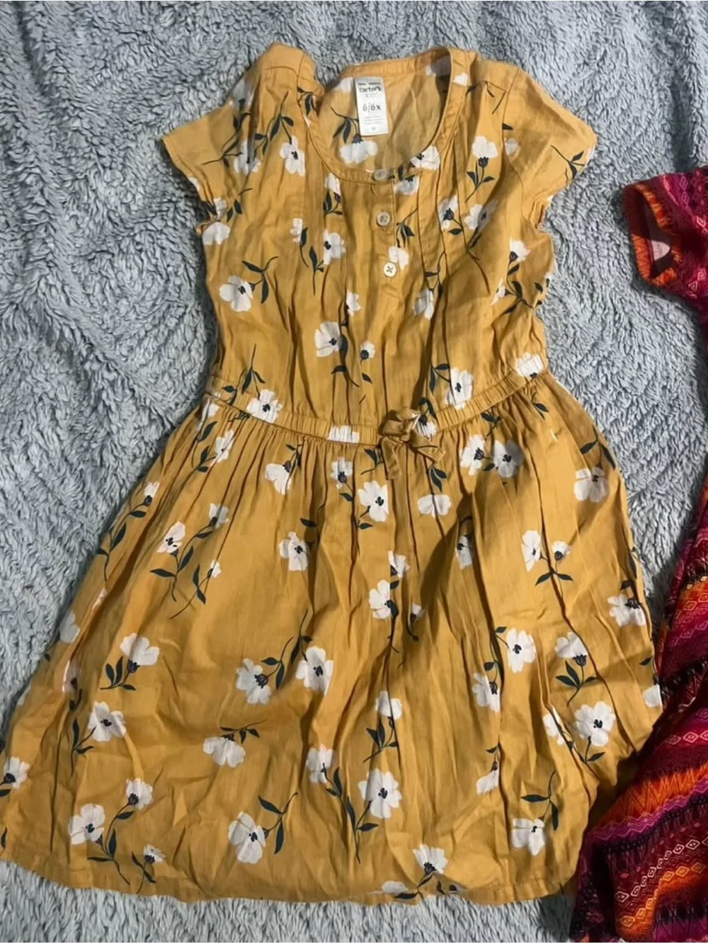 Carter's dress and Dark Blue Denim Capri Pants with Colorful Patch and clothes